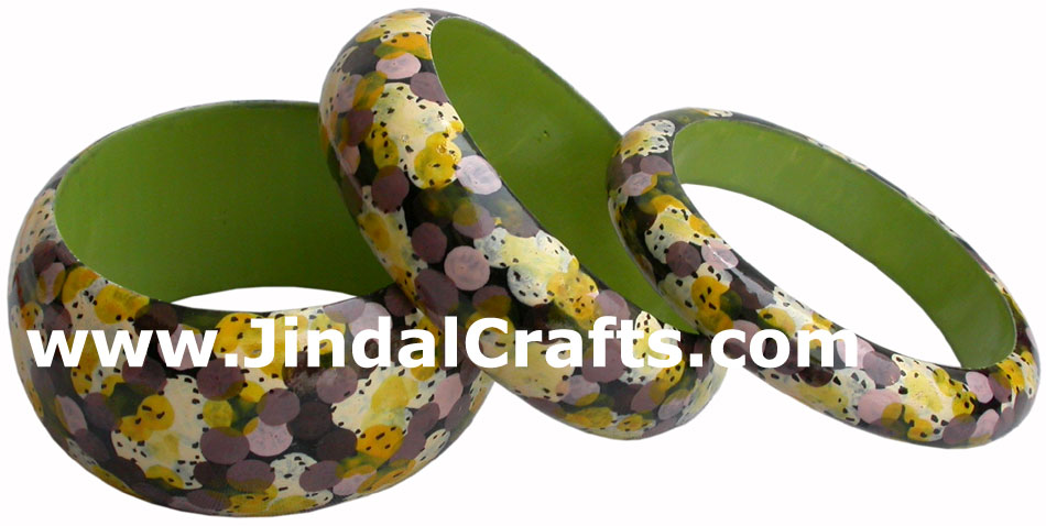 Wooden Bangle - Hand Painted Indian Handicraft Art Crafts Fashion Jewelry