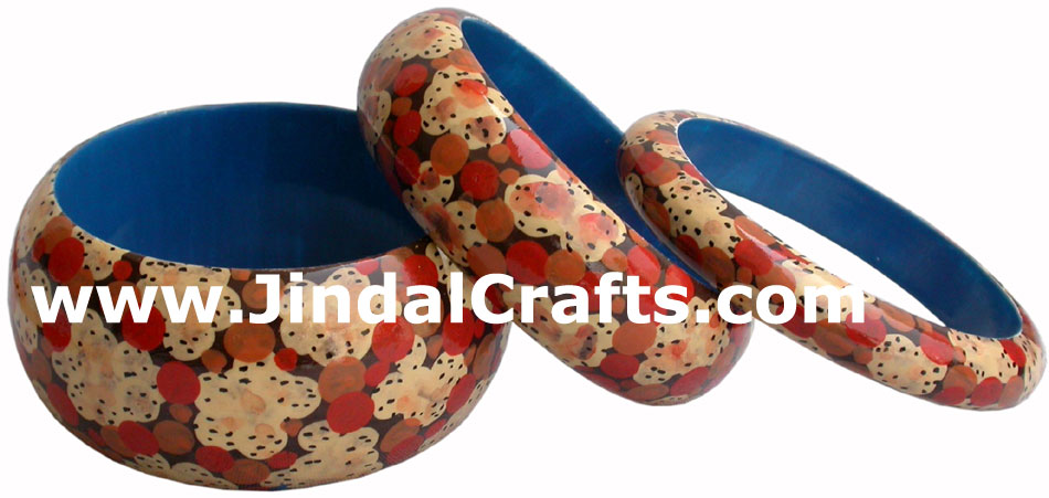 Wooden Bangle - Hand Painted Indian Handicraft Art Crafts Fashion Jewelry