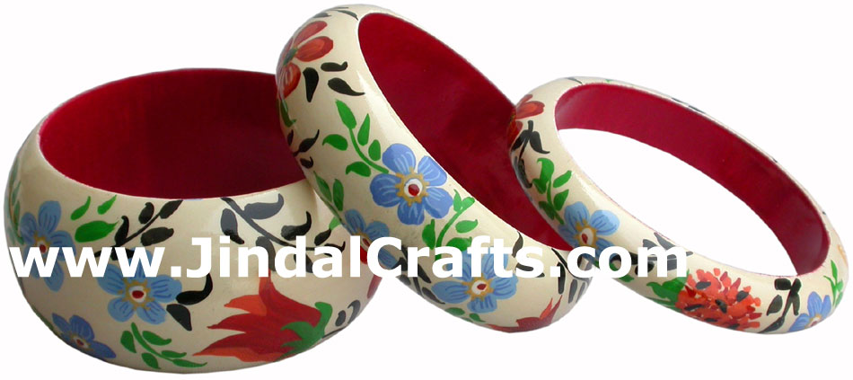 Wooden Bangle - Hand Painted Indian Handicraft Art Crafts Fashion Jewelry