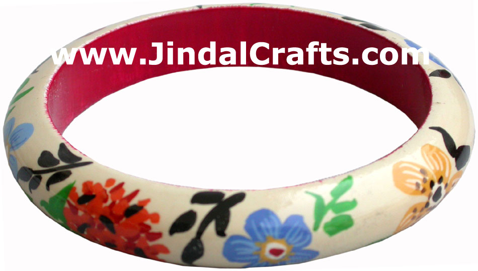 Wooden Bangle - Hand Painted Indian Handicraft Art Crafts Fashion Jewelry