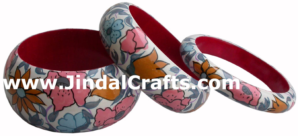Wooden Bangle - Hand Painted Indian Handicraft Art Crafts Fashion Jewelry