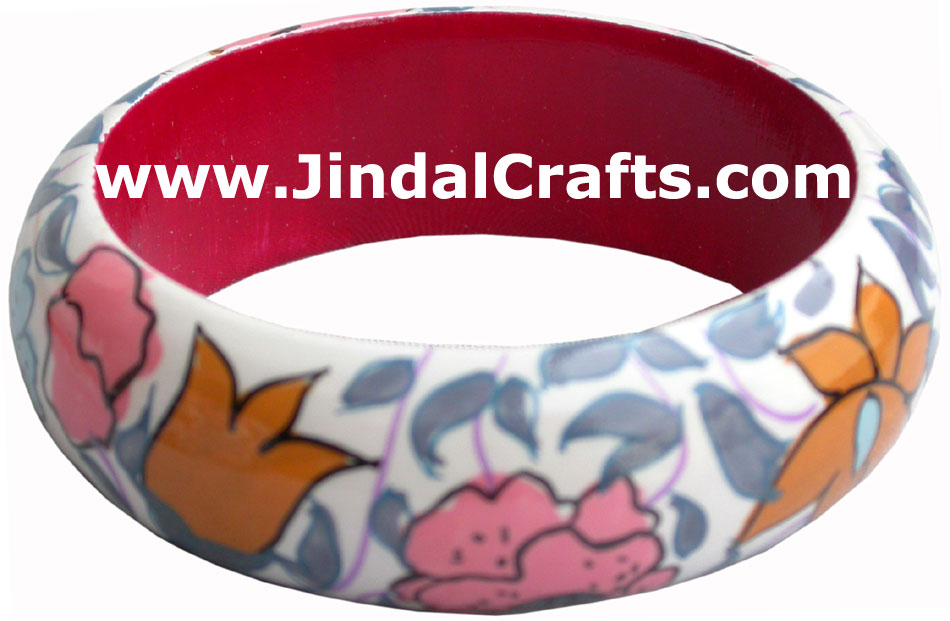 Wooden Bangle - Hand Painted Indian Handicraft Art Crafts Fashion Jewelry