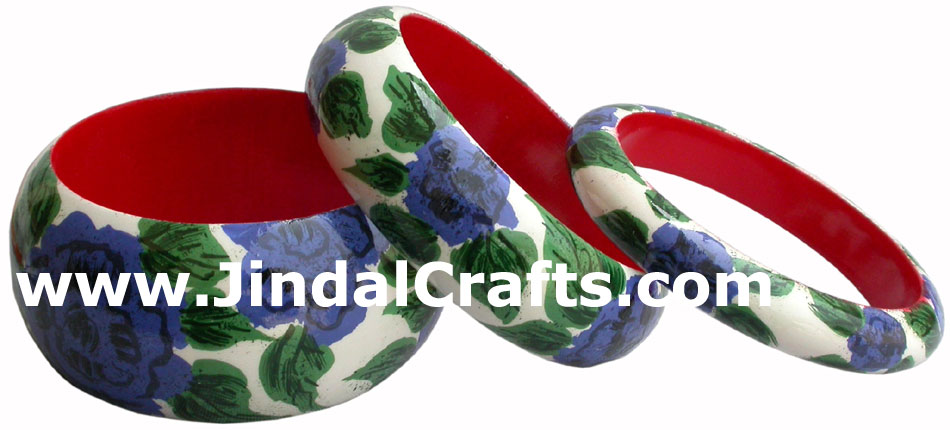 Wooden Bangle - Hand Painted Indian Handicraft Art Crafts Fashion Jewelry