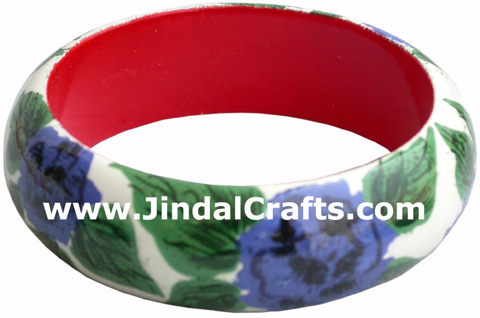 Wooden Bangle - Hand Painted Indian Handicraft Art Crafts Fashion Jewelry