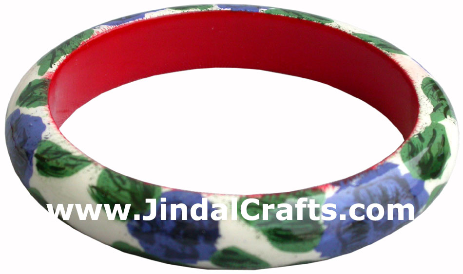 Wooden Bangle - Hand Painted Indian Handicraft Art Crafts Fashion Jewelry