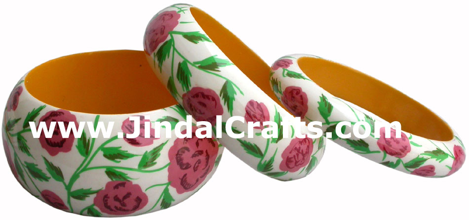 Wooden Bangle - Hand Painted Indian Handicraft Art Crafts Fashion Jewelry