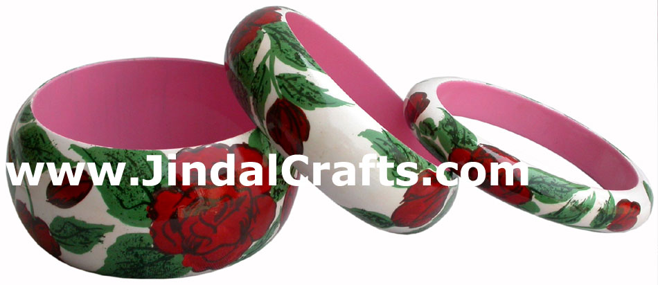 Wooden Bangle - Hand Painted Indian Handicraft Art Crafts Fashion Jewelry