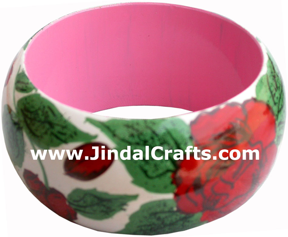 Wooden Bangle - Hand Painted Indian Handicraft Art Crafts Fashion Jewelry