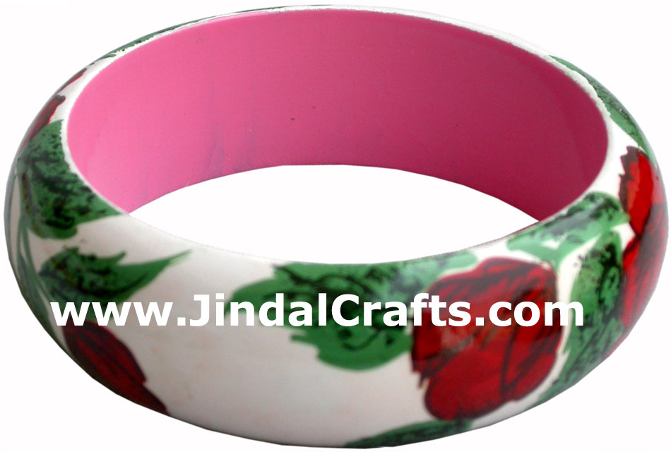 Wooden Bangle - Hand Painted Indian Handicraft Art Crafts Fashion Jewelry