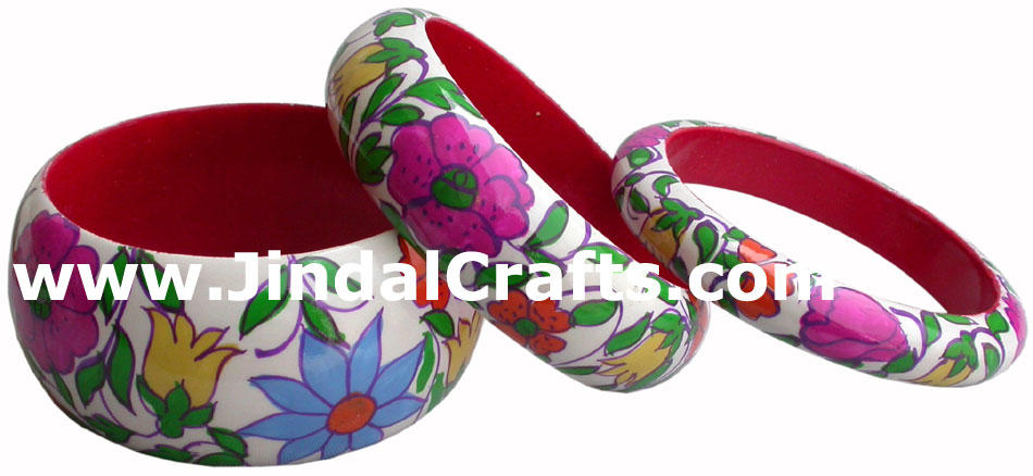 Wooden Bangle - Hand Painted Indian Handicraft Art Crafts Fashion Jewelry