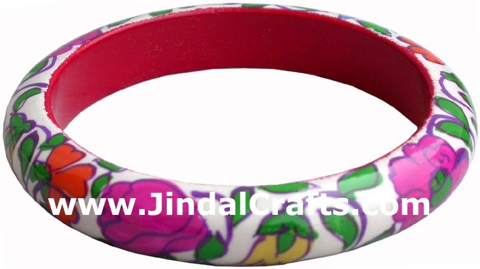 Wooden Bangle - Hand Painted Indian Handicraft Art Crafts Fashion Jewelry