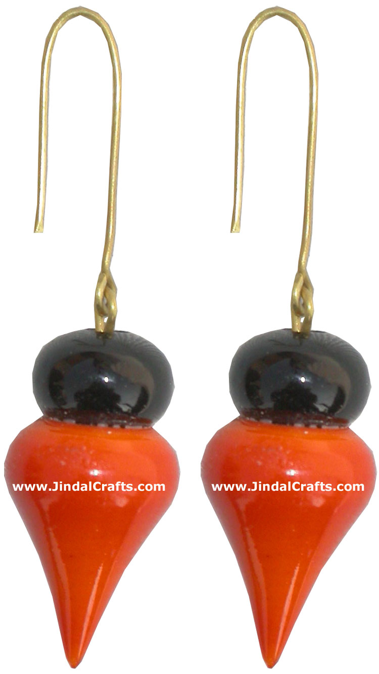 Hand Crafted Hand Painted Wooden Earrings India Arts