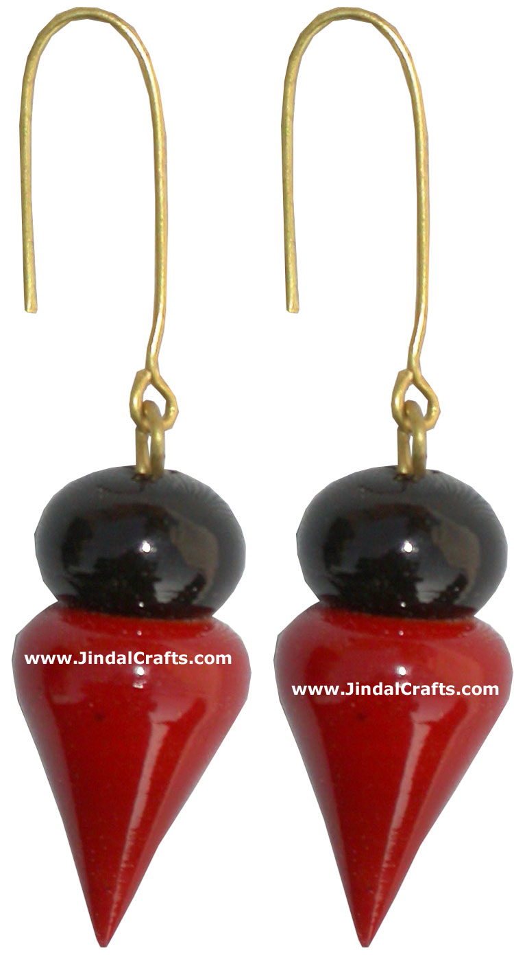 Hand Crafted Hand Painted Wooden Earrings India Arts