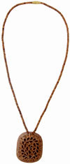 Hand Carved Wooden Necklace India Traditional Jewelry