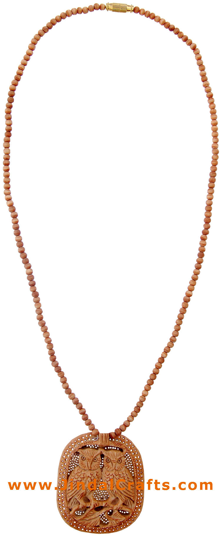 Hand Carved Wooden Necklace India Traditional Jewelry