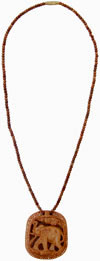 Hand Carved Wooden Necklace India Traditional Jewelry
