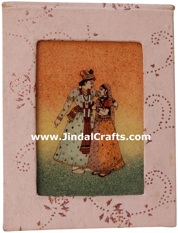 Handmade Paper Diary with Gemstone Dust Painting India