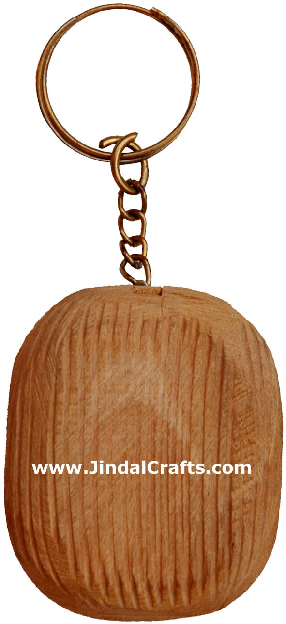 Handmade Wooden Ladybird Key Chain Ring India Carving Art