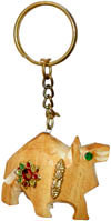Camel - Hand Carved Wooden Key Chain Ring India Art