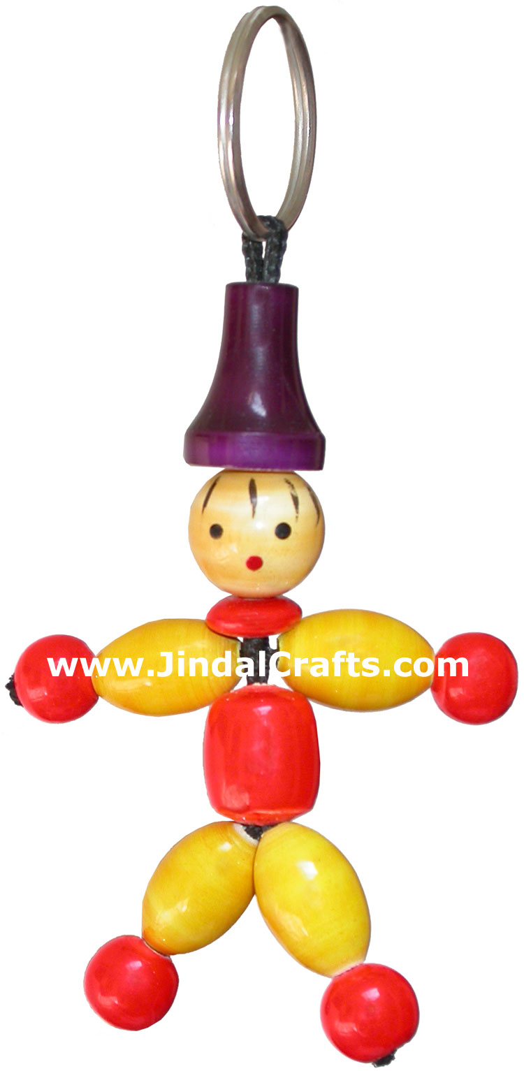 Fun Key Ring Chain - Wooden Hand Carved and Painted