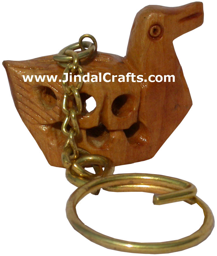 Handmade Wooden Hollow Duck Key Chain Ring India Crafts Birds Handicrafts Unique