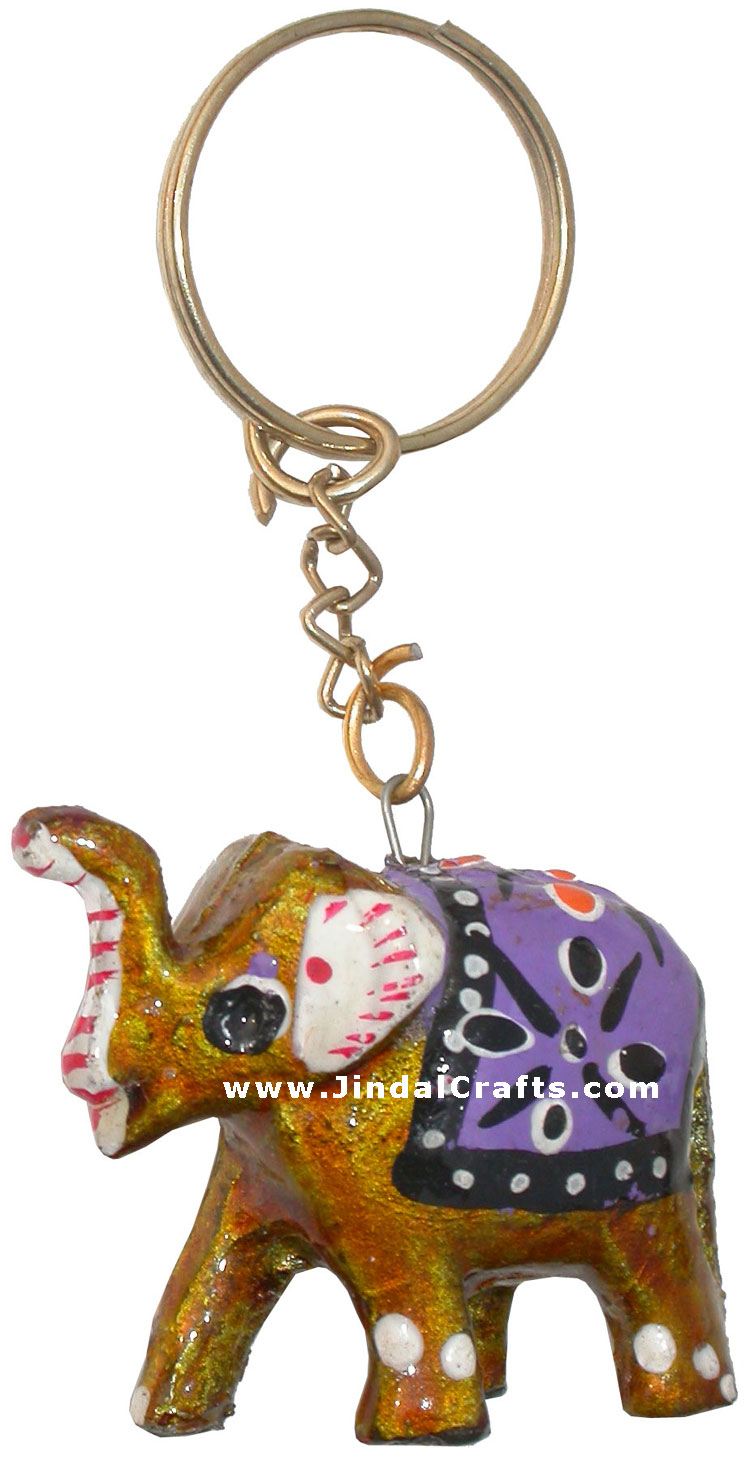 Colorful Hand Painted Indian Traditional Elephant Key