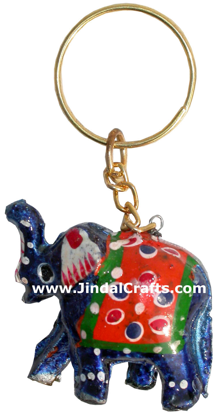 Colorful Hand Painted Indian Traditional Elephant Key