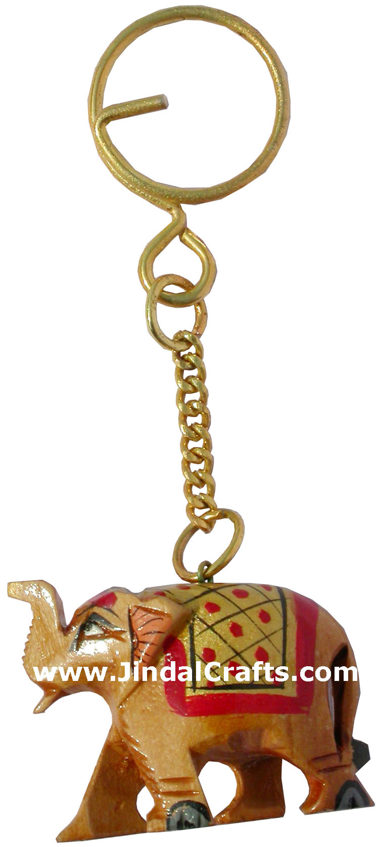 Hand Carving Hand Painted Elephant Key Chain Ring India Art Handicrafts Gifts
