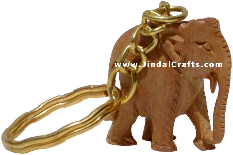 Sandal Wood Hand Carved Elephant Key Chain Hundu Crafts