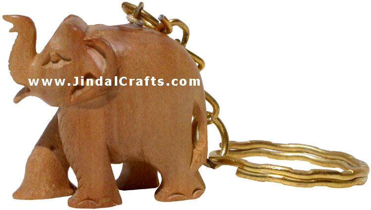 Hand Carved Sandalwood Elepahant Key Ring Indian Gift