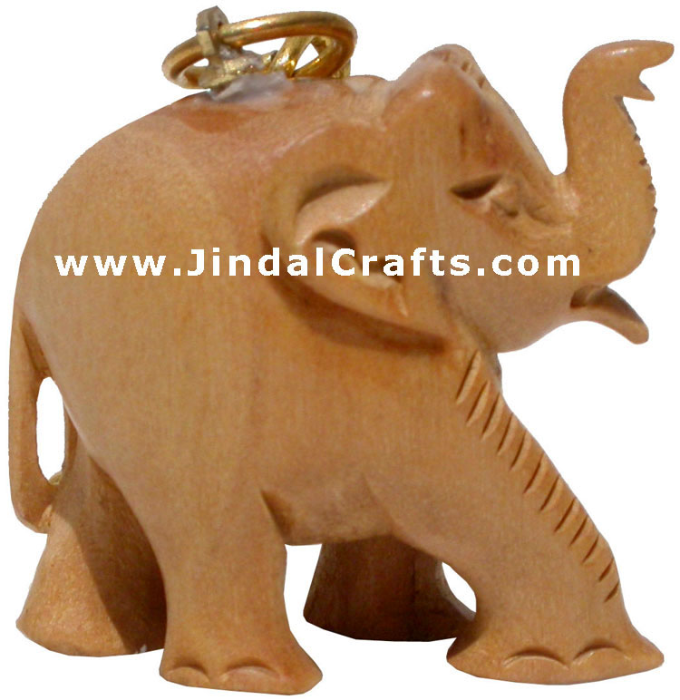 Hand Carved Sandalwood Elepahant Key Ring Indian Gift