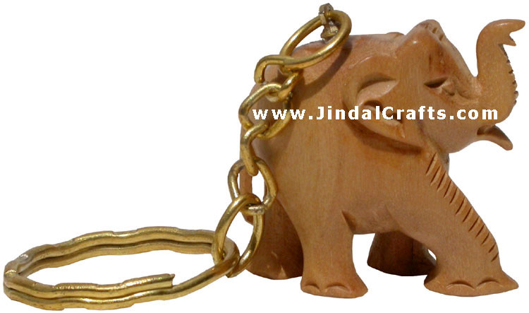 Hand Carved Sandalwood Elepahant Key Ring Indian Gift