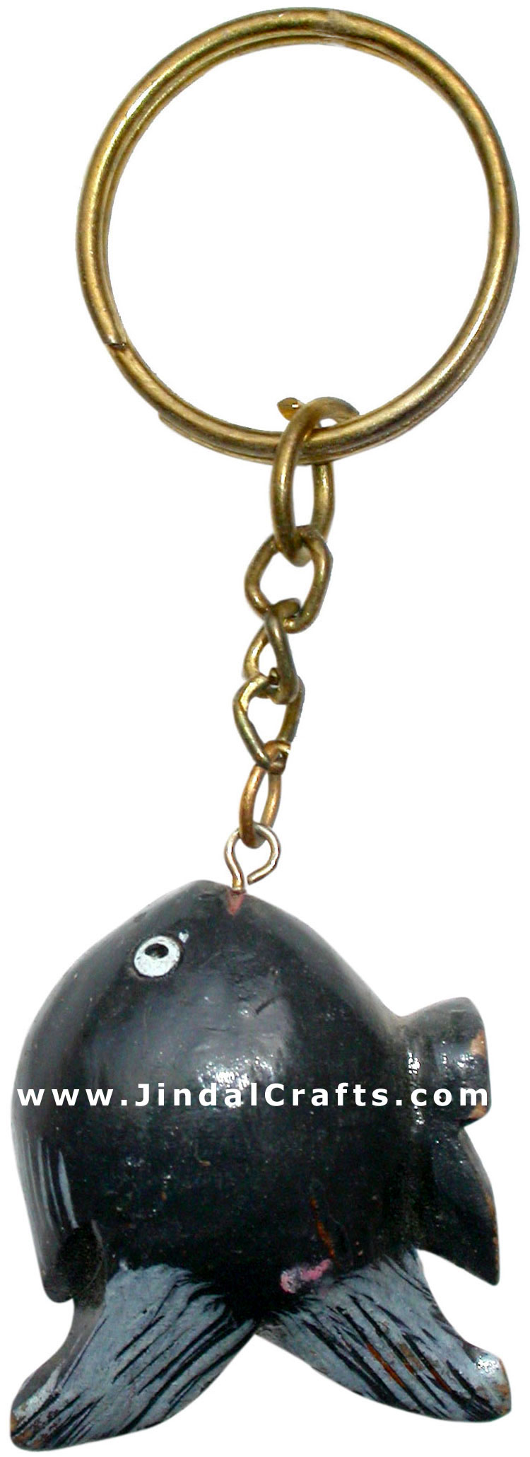 Handcarved Wooden Fish Key Chain Key Ring Gift Art