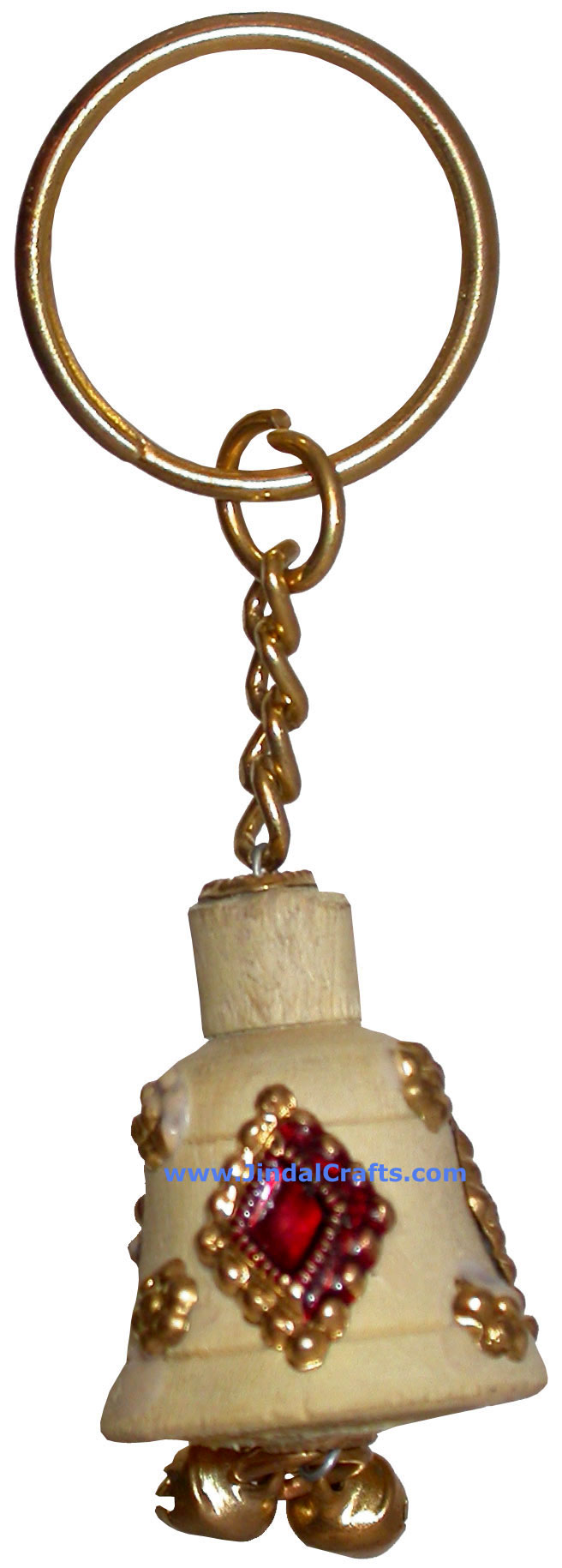 Hand Carved Long Jhumka Key Chain Ring India Art Crafts