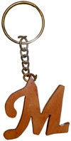 Handmade Wooden Alphabet Key Chain Ring India Carving