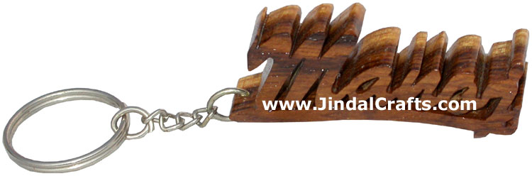 Hand Crafted Woooden Running Name Key Chain India Craft
