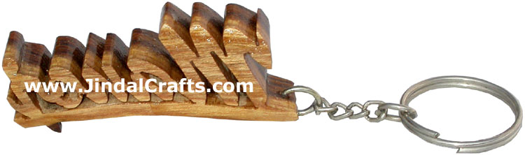 Hand Crafted Woooden Running Name Key Chain India Craft