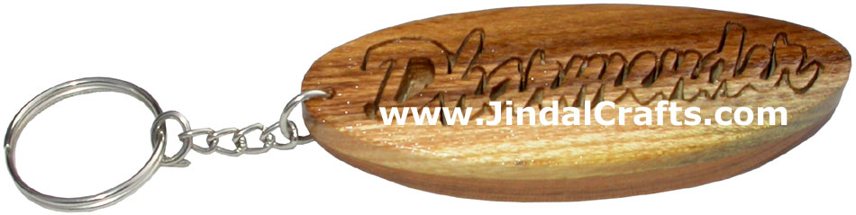 Wooden Key Chain - Hand Made Traditional Indian Artifact Name Keyring
