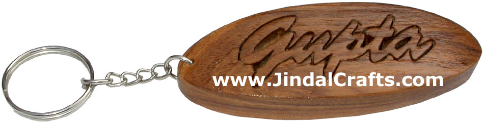 Wooden Key Chain - Hand Made Traditional Indian Artifact Name Keyring