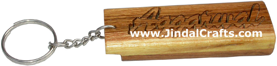 Wooden Key Chain - Hand Made Traditional Indian Artifact Name Keyring