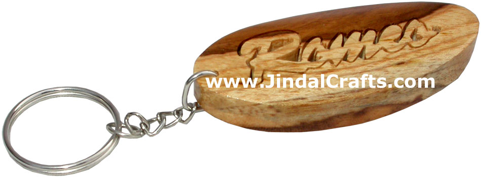 Wooden Key Chain - Hand Made Traditional Indian Artifact Name Keyring