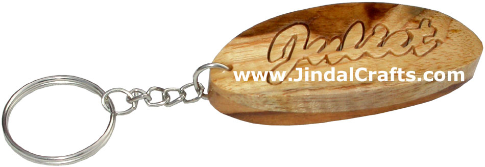 Wooden Key Chain - Hand Made Traditional Indian Artifact Name Keyring
