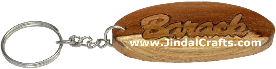 Wooden Key Chain - Hand Made Traditional Indian Artifact Name Keyring
