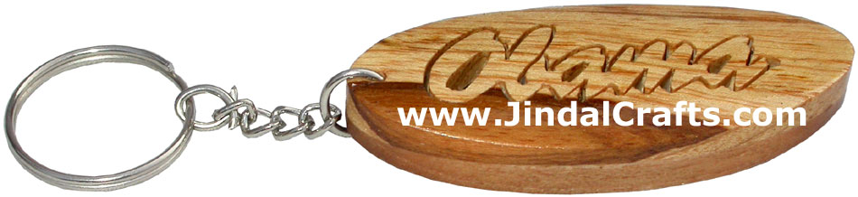 Wooden Key Chain - Hand Made Traditional Indian Artifact Name Keyring