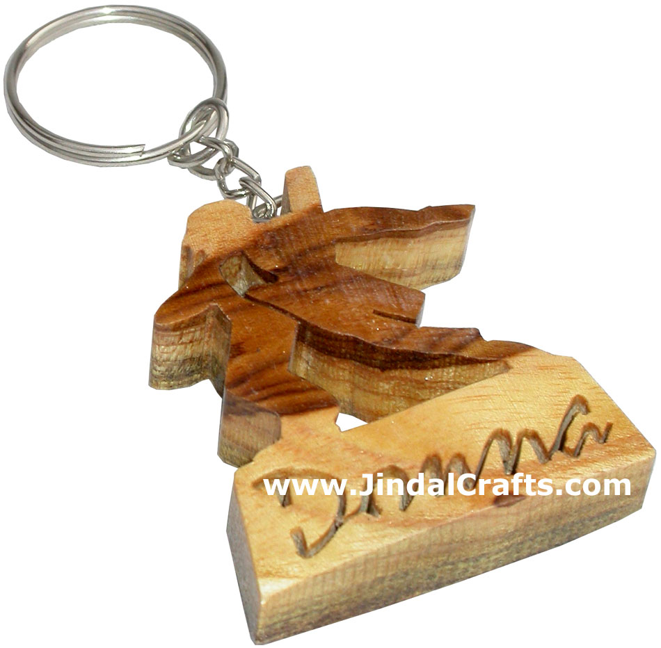 Wooden Key Chain - Hand Made Traditional Indian Artifact Name Keyring