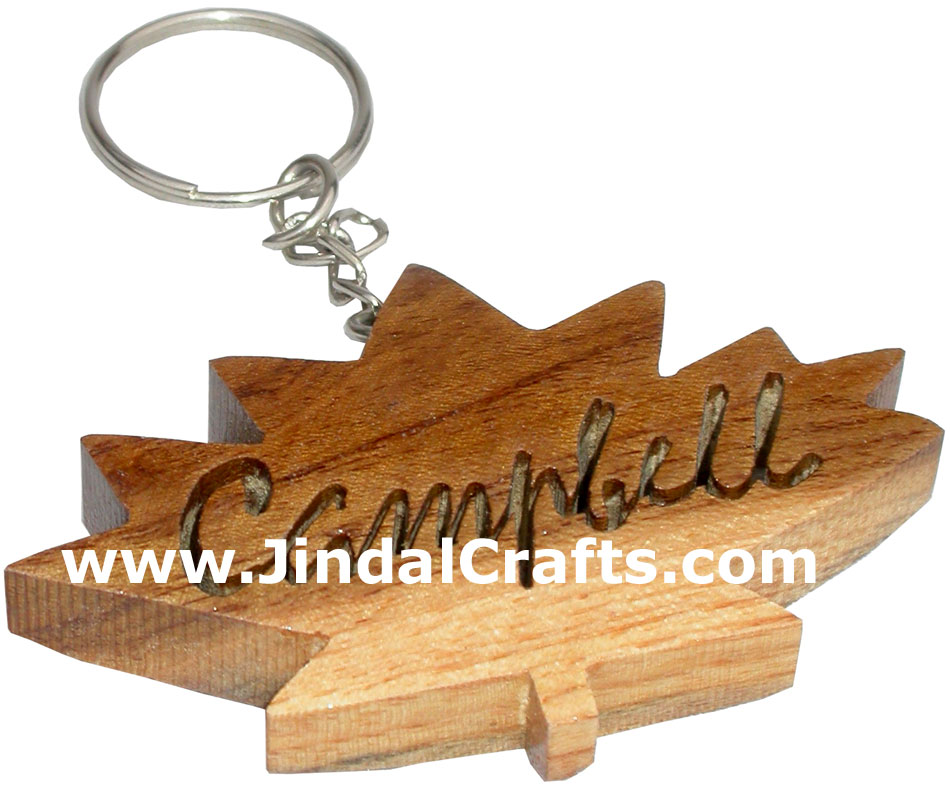 Wooden Key Chain - Hand Made Traditional Indian Artifact Name Keyring