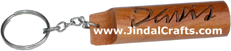 Wooden Key Chain - Hand Made Traditional Indian Artifact Name Keyring