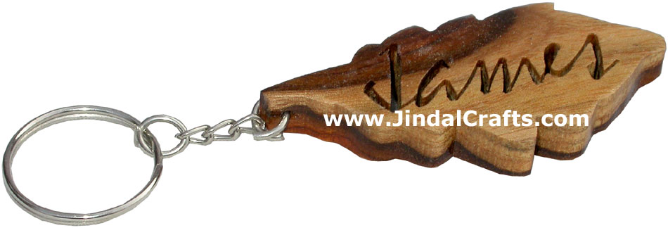 Wooden Key Chain - Hand Made Traditional Indian Artifact Name Keyring