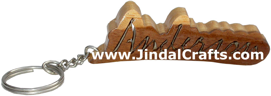 Wooden Key Chain - Hand Made Traditional Indian Artifact Name Keyring