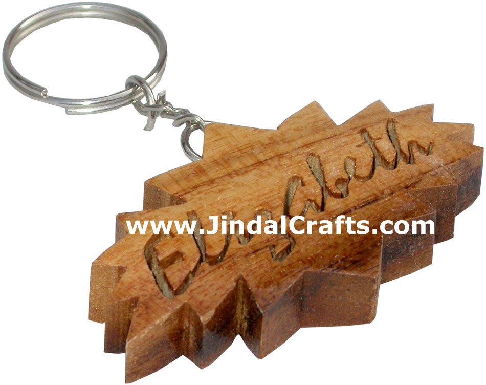 Wooden Key Chain - Hand Made Traditional Indian Artifact Name Keyring
